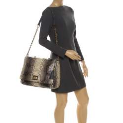 مملوكة مسبقًا Dolce & Gabbana Beige/Grey Python Miss Charles Tote