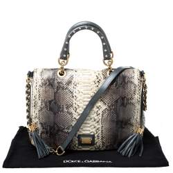 مملوكة مسبقًا Dolce & Gabbana Beige/Grey Python Miss Charles Tote