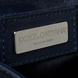 Pre Owned Dolce & Gabbana Blue Suede and Python Chain Clutch