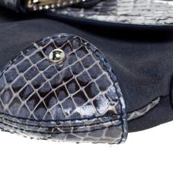Pre Owned Dolce & Gabbana Blue Suede and Python Chain Clutch
