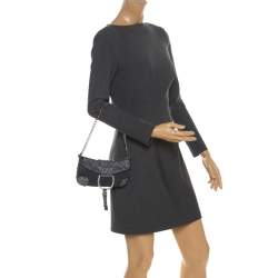 Pre Owned Dolce & Gabbana Blue Suede and Python Chain Clutch