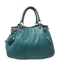 Dolce & Gabbana Green Leather Miss Charlotte Satchel 