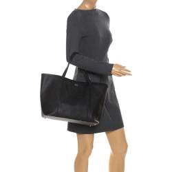 Pre Owned Dolce & Gabbana Black Leather Miss Escape Shopper Totes