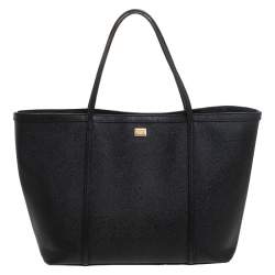 Pre Owned Dolce & Gabbana Black Leather Miss Escape Shopper Totes