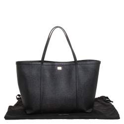 Pre Owned Dolce & Gabbana Black Leather Miss Escape Shopper Totes