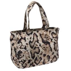 Dolce & Gabbana Beige/Black Python Print Fabric Tote