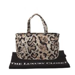 Dolce & Gabbana Beige/Black Python Print Fabric Tote