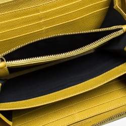 Dolce & Gabbana Paglia Yellow Leather Strappy Zip Around Wallet