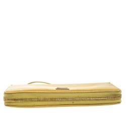 Dolce & Gabbana Paglia Yellow Leather Strappy Zip Around Wallet