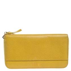 Dolce & Gabbana Paglia Yellow Leather Strappy Zip Around Wallet