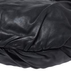 Pre Owned Dolce & Gabbana  Black Leather and Patent Leather Pleated Hobo