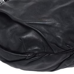 Pre Owned Dolce & Gabbana  Black Leather and Patent Leather Pleated Hobo