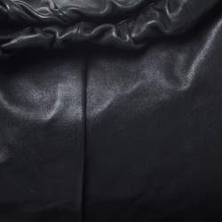 Pre Owned Dolce & Gabbana  Black Leather and Patent Leather Pleated Hobo