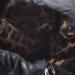 Pre Owned Dolce & Gabbana  Black Leather and Patent Leather Pleated Hobo