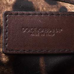 Pre Owned Dolce & Gabbana  Black Leather and Patent Leather Pleated Hobo