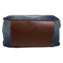 Pre Owned حقيبة يد دولتشي أند غابانا يد مرصعة مزينة سلسلة دنيم أزرق و جلد 