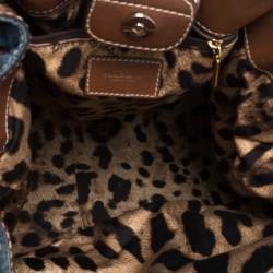 Pre Owned حقيبة يد دولتشي أند غابانا يد مرصعة مزينة سلسلة دنيم أزرق و جلد 