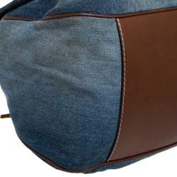 Pre Owned حقيبة يد دولتشي أند غابانا يد مرصعة مزينة سلسلة دنيم أزرق و جلد 