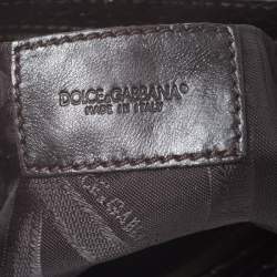 Pre Owned Dolce & Gabbana Metallic Brown Snakeskin Effect Leather Crystal Chain Pochette