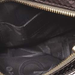 Pre Owned Dolce & Gabbana Metallic Brown Snakeskin Effect Leather Crystal Chain Pochette