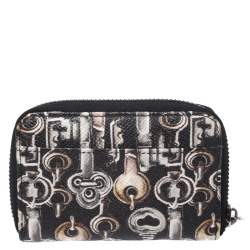 Pre Owned Dolce & Gabbana Black Key Print Canvas Coin Wallet