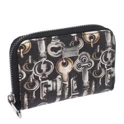 Pre Owned Dolce & Gabbana Black Key Print Canvas Coin Wallet