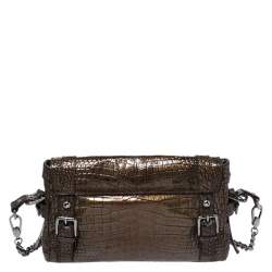 Dolce & Gabbana Brown Croc Embossed Patent Leather Miss Easy Way Shoulder Bag