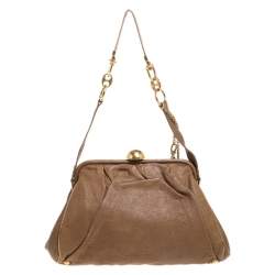 Pre Owned Dolce & Gabbana Brown Leather Frame Bag