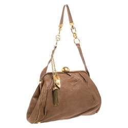 Pre Owned Dolce & Gabbana Brown Leather Frame Bag
