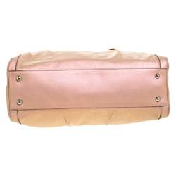 مملوكة مسبقًا حقيبة يد دولتش أند غابانا "ميس بروك" جلد وردي فاتح ميتاليك 