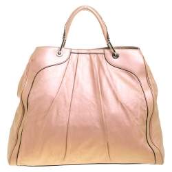 مملوكة مسبقًا حقيبة يد دولتش أند غابانا "ميس بروك" جلد وردي فاتح ميتاليك 