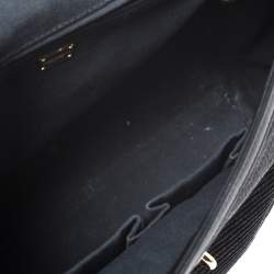 Pre Owned Dolce & Gabbana Black Woven Straw and Leather Miss Sicily Top Handle Bag