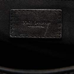 Pre Owned Dolce & Gabbana Black/Brown Leopard Print Coated Canvas and Leather Large Miss Sicily Top Handle Bag