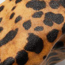 Pre Owned Dolce & Gabbana Black/Brown Leopard Print Coated Canvas and Leather Large Miss Sicily Top Handle Bag