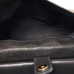 Pre Owned Dolce & Gabbana Black/Brown Leopard Print Coated Canvas and Leather Large Miss Sicily Top Handle Bag