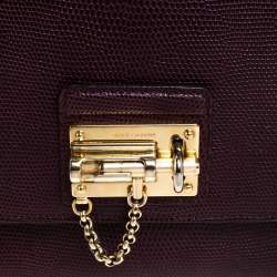 Pre Owned Dolce & Gabbana Burgundy Lizard Embossed Leather Small Monica Bag