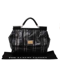 Pre Owned Dolce & Gabbana Snakeskin XL Miss Sicily Top Handle Bag