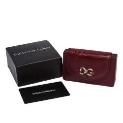 مملوكة مسبقًا Dolce & Gabbana Red Lizard DG Millennial Flap Card Holder