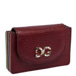 مملوكة مسبقًا Dolce & Gabbana Red Lizard DG Millennial Flap Card Holder