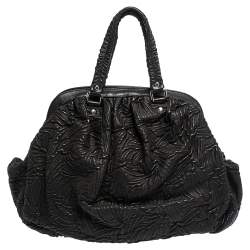 Pre Owned Dolce & Gabbana Black Leather Miss Curly Satchel 