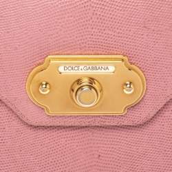 مملوكة مسبقًا حقيبة دولتشي أند غابانا "ويلكوم" يد علوية جلد سحلية بارز وردي