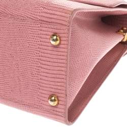 مملوكة مسبقًا حقيبة دولتشي أند غابانا "ويلكوم" يد علوية جلد سحلية بارز وردي