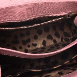 مملوكة مسبقًا حقيبة دولتشي أند غابانا "ويلكوم" يد علوية جلد سحلية بارز وردي