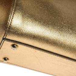 Pre Owned حقيبة دولتشي أند غابانا ميس سيسيلي متوسطة يد علوية جلد ذهبي ميتاليك