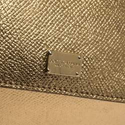 Pre Owned حقيبة دولتشي أند غابانا ميس سيسيلي متوسطة يد علوية جلد ذهبي ميتاليك