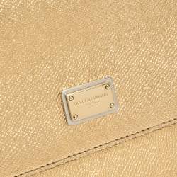 Pre Owned حقيبة دولتشي أند غابانا ميس سيسيلي متوسطة يد علوية جلد ذهبي ميتاليك