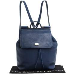 Dolce & Gabbana Blue Leather Miss Sicily Backpack