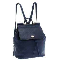 Dolce & Gabbana Blue Leather Miss Sicily Backpack
