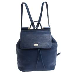 Dolce & Gabbana Blue Leather Miss Sicily Backpack