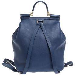 Dolce & Gabbana Blue Leather Miss Sicily Backpack
